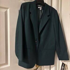 Vintage Deep Forest Green Wool Blazer Size 10 Petite